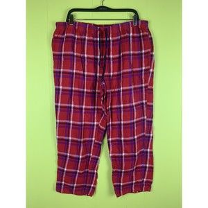Nautica Sleepwear Women's XL Red Plaid Pajama Lounge Pants Flannel Cotton